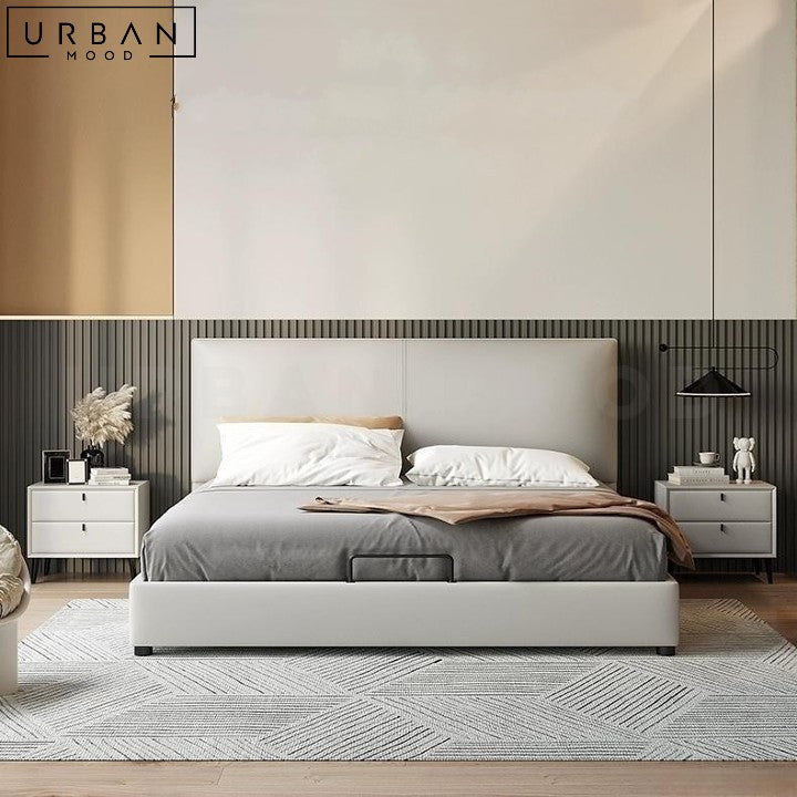 LIDIA Modern Fabric Bed with Storage Upholstered Frame - URBANMOOD