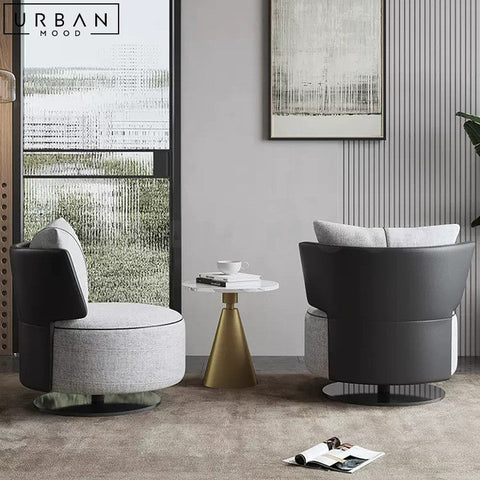 LINDRO Modern Swivel Lounge Chair with Stainless Steel Base - URBANMOOD