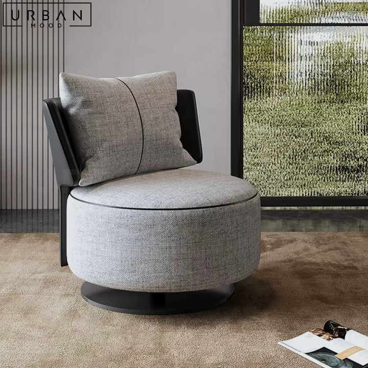 LINDRO Modern Swivel Lounge Chair with Stainless Steel Base - URBANMOOD
