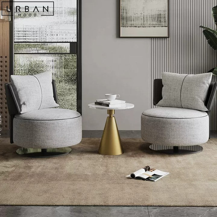 LINDRO Modern Swivel Lounge Chair with Stainless Steel Base - URBANMOOD