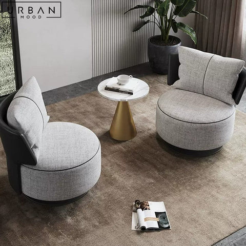 LINDRO Modern Swivel Lounge Chair with Stainless Steel Base - URBANMOOD