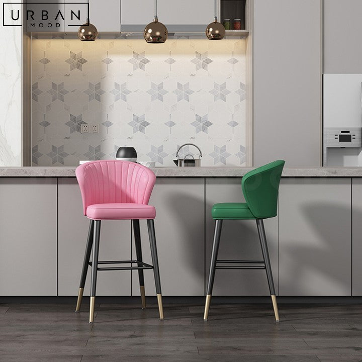LUZY Modern Velvet Bar Stool with Metal Frame - URBANMOOD