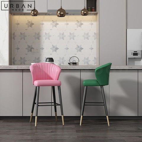 LUZY Modern Velvet Bar Stool with Metal Frame - URBANMOOD