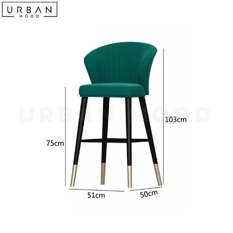 LUZY Modern Velvet Bar Stool with Metal Frame - URBANMOOD