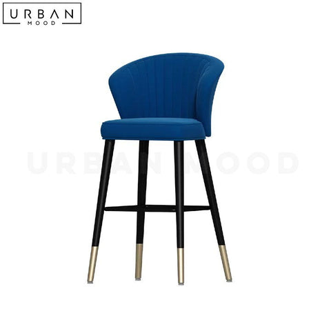 LUZY Modern Velvet Bar Stool with Metal Frame - URBANMOOD