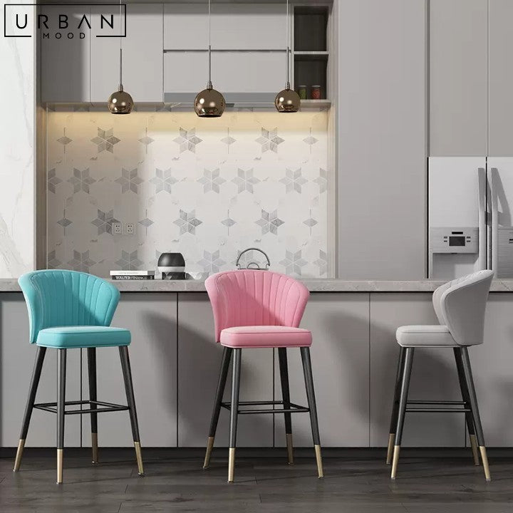 LUZY Modern Velvet Bar Stool with Metal Frame - URBANMOOD
