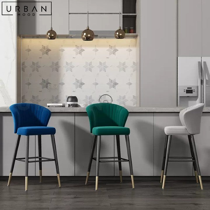 LUZY Modern Velvet Bar Stool with Metal Frame - URBANMOOD