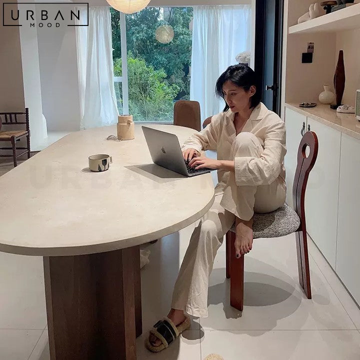 LYNN Japandi Sintered Stone Dining Table French Inspired - URBANMOOD