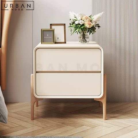 MALIN Modern Pinewood Bedside Table with Storage - URBANMOOD