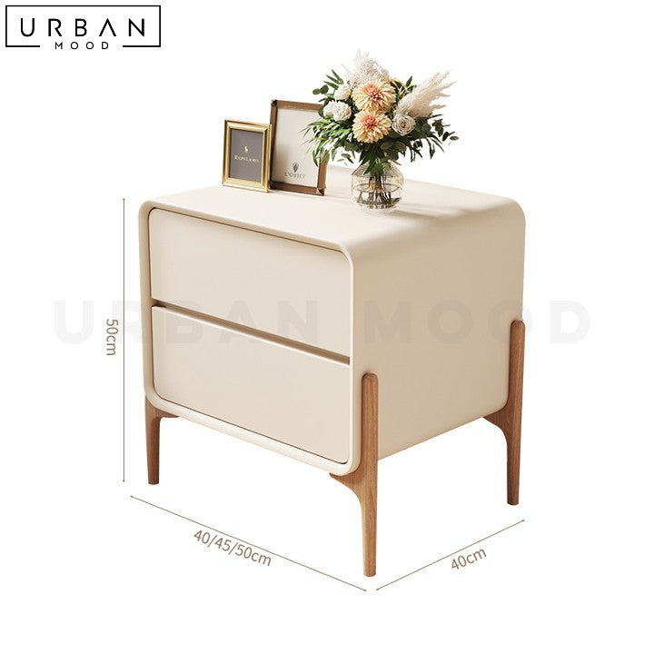 MALIN Modern Pinewood Bedside Table with Storage - URBANMOOD