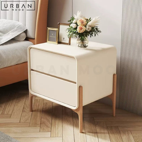 MALIN Modern Pinewood Bedside Table with Storage - URBANMOOD