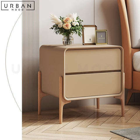 MALIN Modern Pinewood Bedside Table with Storage - URBANMOOD