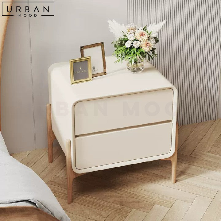 MALIN Modern Pinewood Bedside Table with Storage - URBANMOOD