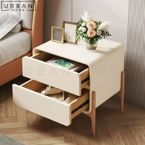 MALIN Modern Pinewood Bedside Table with Storage - URBANMOOD