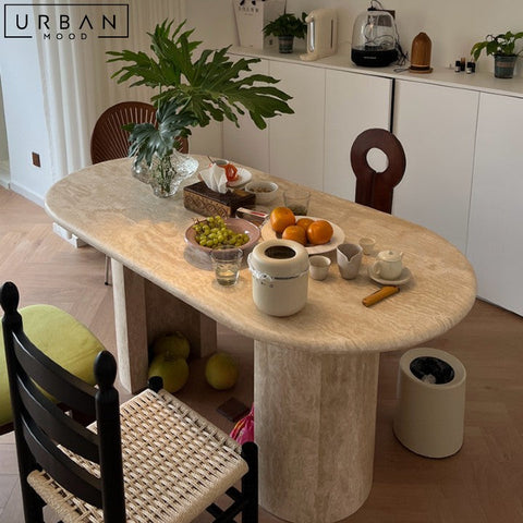 MANUEL Modern Travertine Dining Table Elegant French Design - URBANMOOD