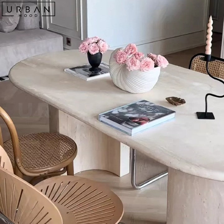 MANUEL Modern Travertine Dining Table Elegant French Design - URBANMOOD