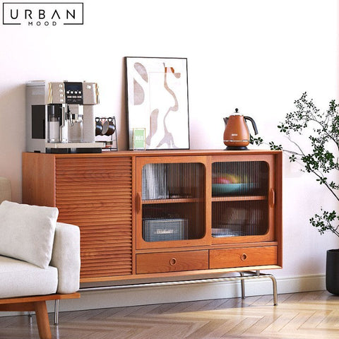 MARZ Japandi Solid Wood Sideboard with Spacious Storage - URBANMOOD