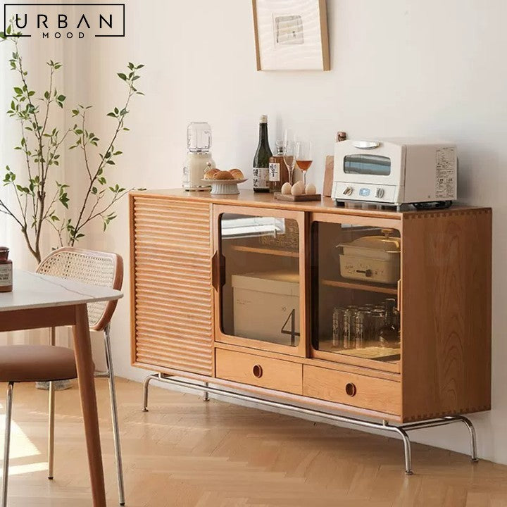 MARZ Japandi Solid Wood Sideboard with Spacious Storage - URBANMOOD