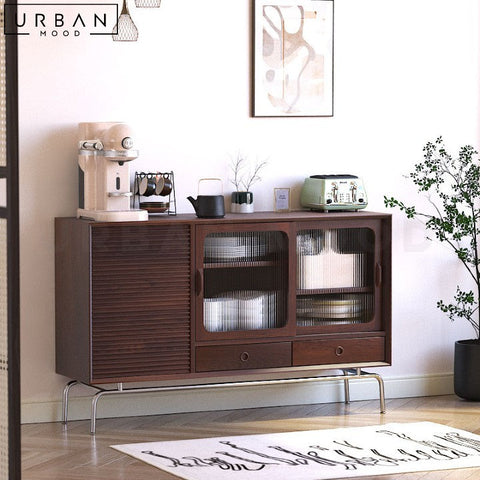 MARZ Japandi Solid Wood Sideboard with Spacious Storage - URBANMOOD