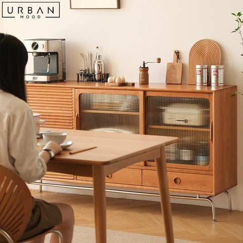 MARZ Japandi Solid Wood Sideboard with Spacious Storage - URBANMOOD