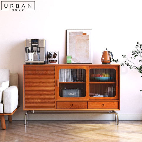MARZ Japandi Solid Wood Sideboard with Spacious Storage - URBANMOOD