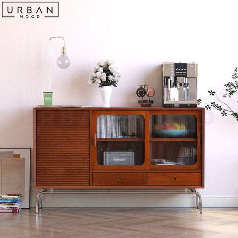 MARZ Japandi Solid Wood Sideboard with Spacious Storage - URBANMOOD