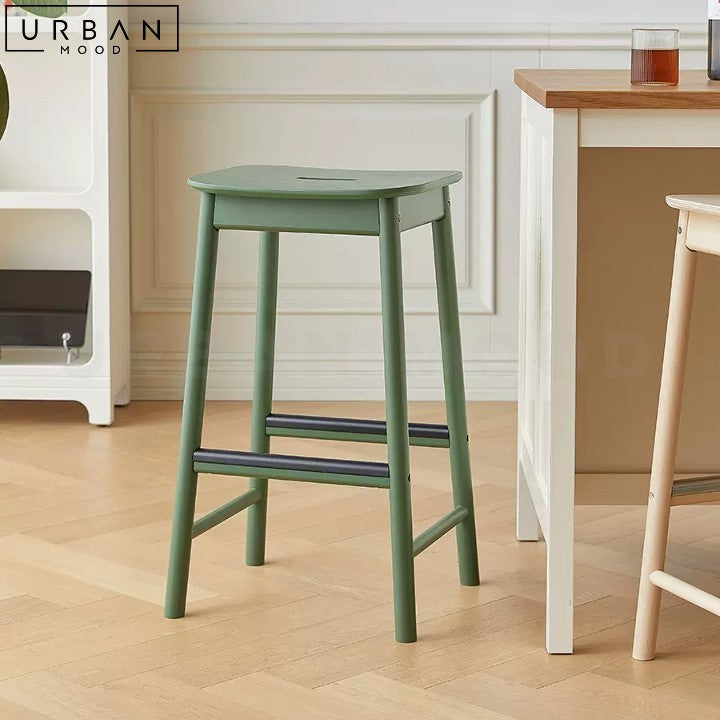 MELLO Japandi Solid Wood Bar Stool for Modern Interiors - URBANMOOD