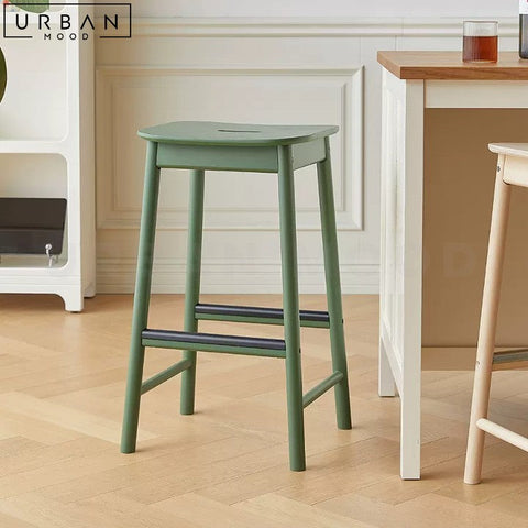 MELLO Japandi Solid Wood Bar Stool for Modern Interiors - URBANMOOD