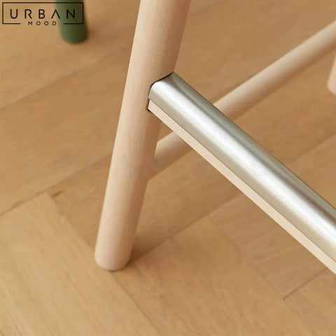 MELLO Japandi Solid Wood Bar Stool for Modern Interiors - URBANMOOD