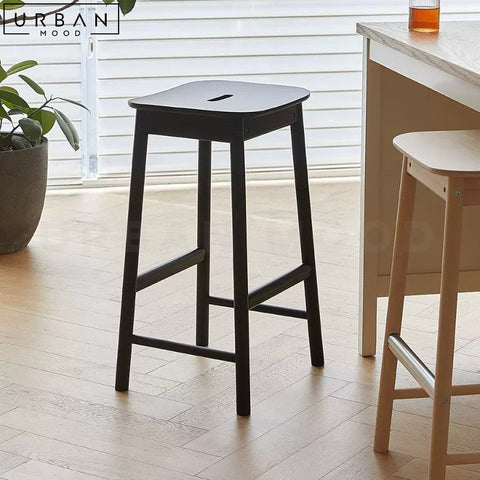 MELLO Japandi Solid Wood Bar Stool for Modern Interiors - URBANMOOD