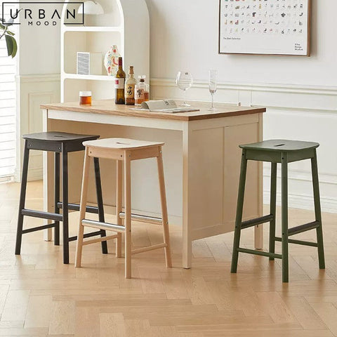 MELLO Japandi Solid Wood Bar Stool for Modern Interiors - URBANMOOD