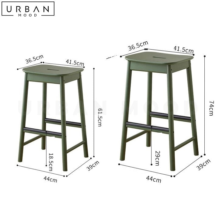 MELLO Japandi Solid Wood Bar Stool for Modern Interiors - URBANMOOD