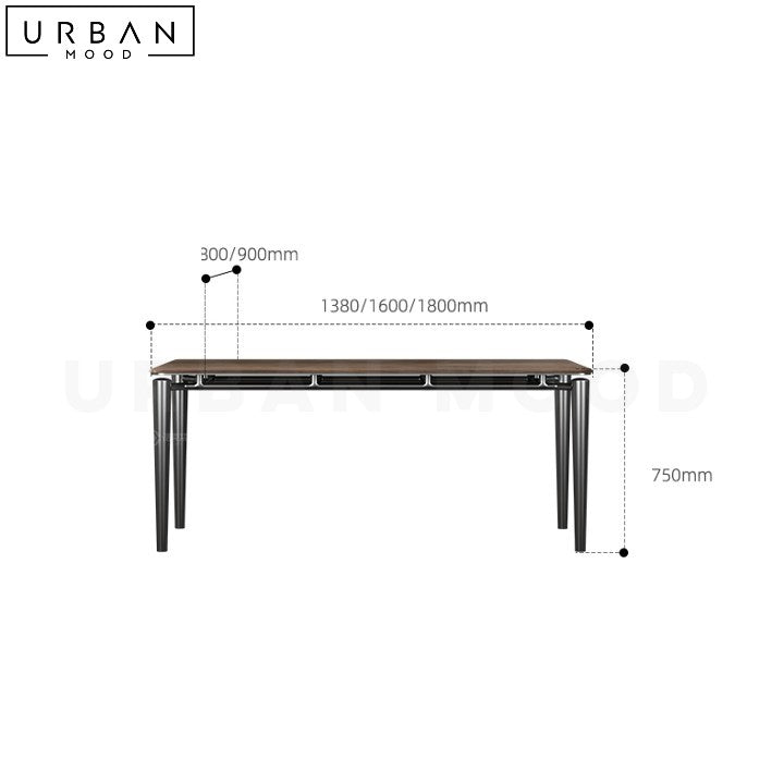 MIRELI Modern Solid Wood Dining Table with Stainless Steel Legs - URBANMOOD