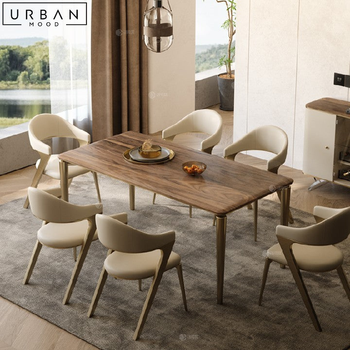 MIRELI Modern Solid Wood Dining Table with Stainless Steel Legs - URBANMOOD