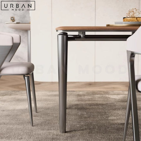 MIRELI Modern Solid Wood Dining Table with Stainless Steel Legs - URBANMOOD