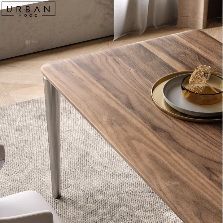 MIRELI Modern Solid Wood Dining Table with Stainless Steel Legs - URBANMOOD