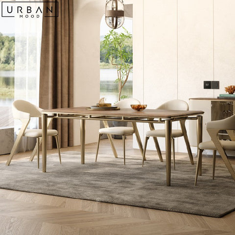 MIRELI Modern Solid Wood Dining Table with Stainless Steel Legs - URBANMOOD