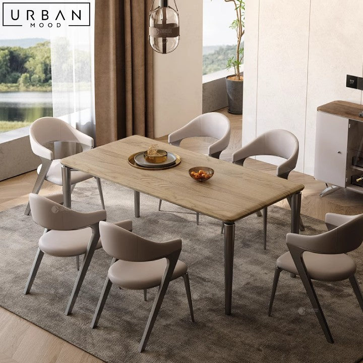 MIRELI Modern Solid Wood Dining Table with Stainless Steel Legs - URBANMOOD