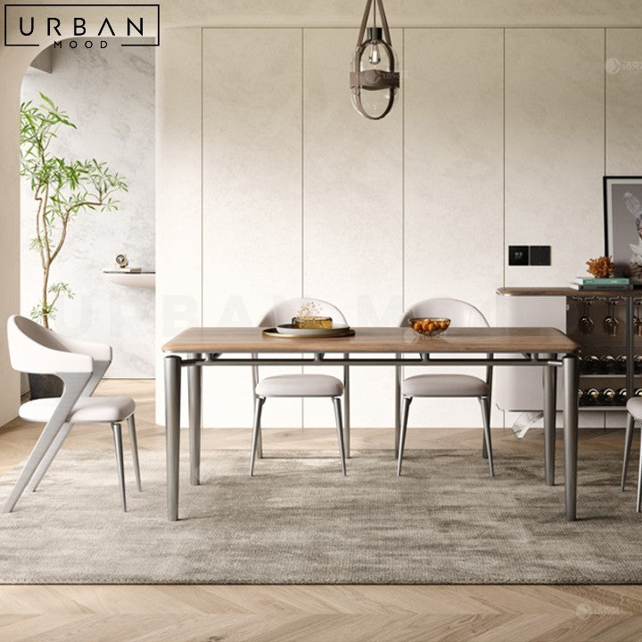 MIRELI Modern Solid Wood Dining Table with Stainless Steel Legs - URBANMOOD