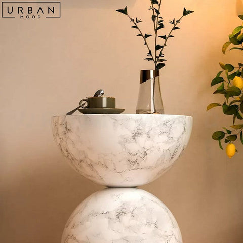 MORA Modern Side Table Glamorous Marble Finish - URBANMOOD