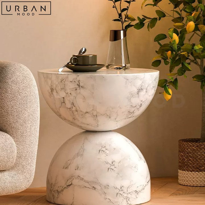 MORA Modern Side Table Glamorous Marble Finish - URBANMOOD