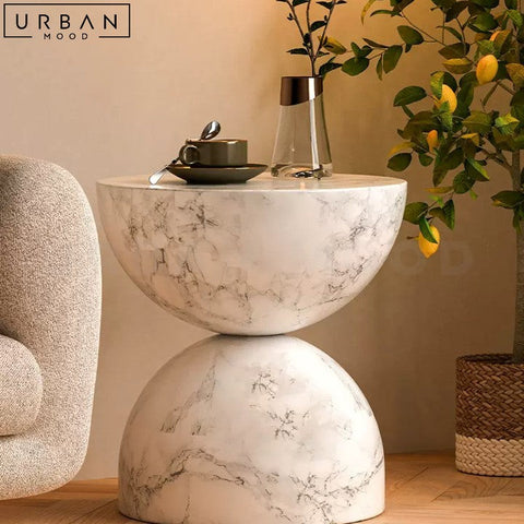 MORA Modern Side Table Glamorous Marble Finish - URBANMOOD