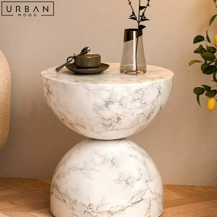 MORA Modern Side Table Glamorous Marble Finish - URBANMOOD