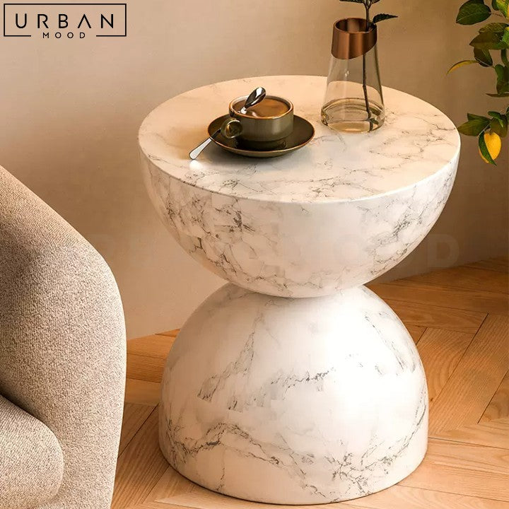 MORA Modern Side Table Glamorous Marble Finish - URBANMOOD