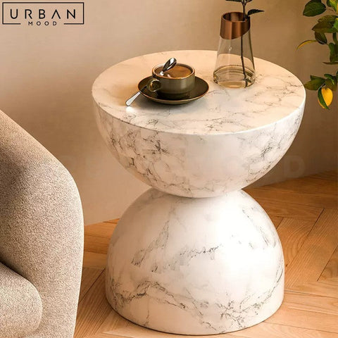 MORA Modern Side Table Glamorous Marble Finish - URBANMOOD