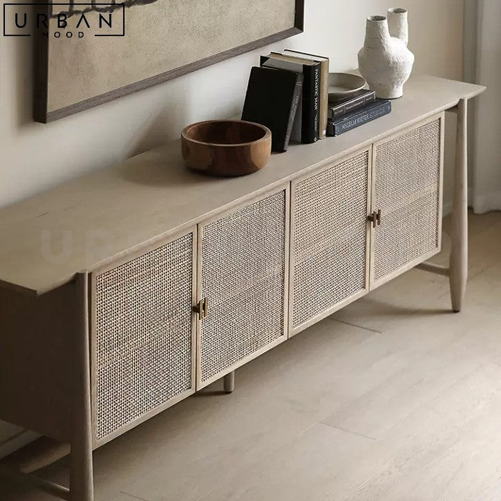 MOURA Vintage Ash Wood Sideboard with Rattan Doors - URBANMOOD