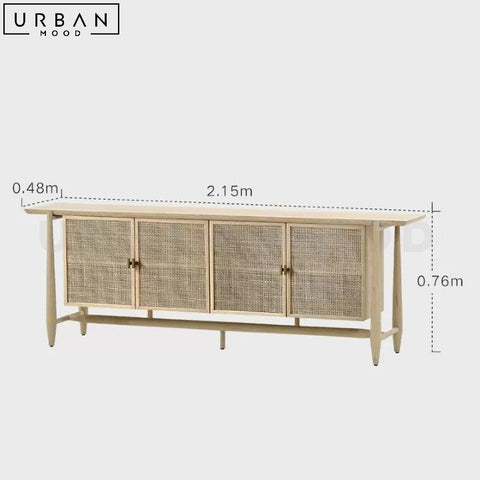 MOURA Vintage Ash Wood Sideboard with Rattan Doors - URBANMOOD