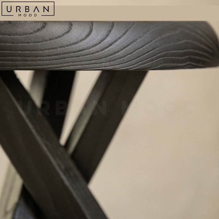 MUNIZ Rustic Elm Wood Side Table Stool - URBANMOOD