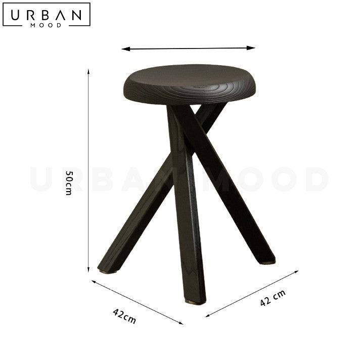MUNIZ Rustic Elm Wood Side Table Stool - URBANMOOD