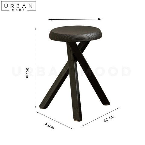MUNIZ Rustic Elm Wood Side Table Stool - URBANMOOD